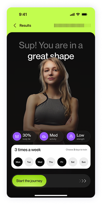 UI design of Fitty fitness result screen