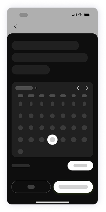 Wireframe of Fitty workout calendar screen