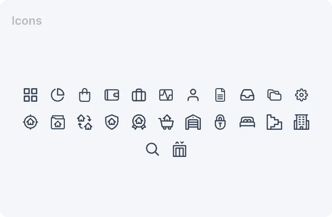 Deely CRM system icons set