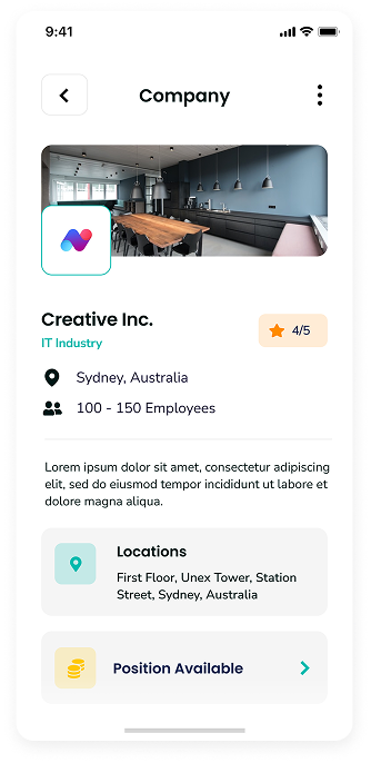 UI design of Rocket app-s company details screen