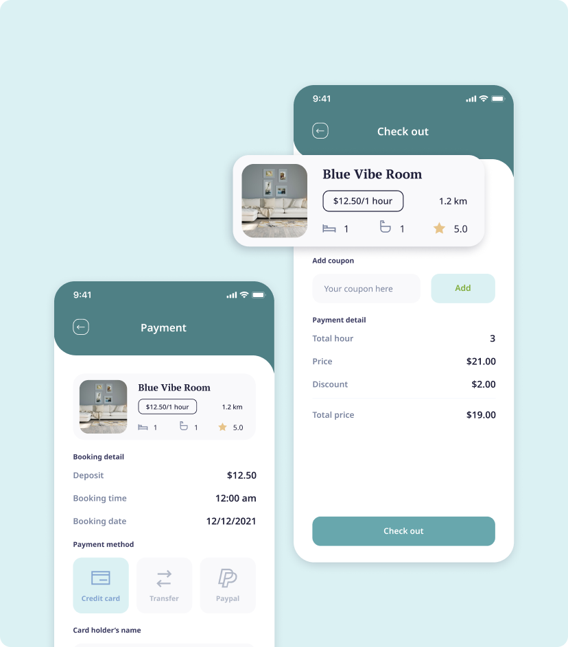 E-booking app payment feature