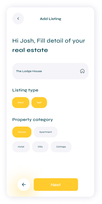UI design of Turveyor listing details screen