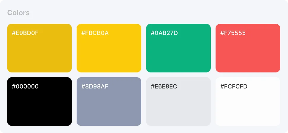NFT Store app color palette