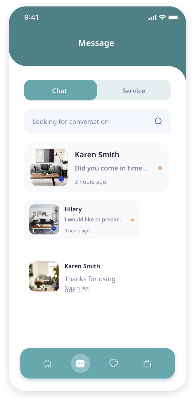 E-booking app chat screen