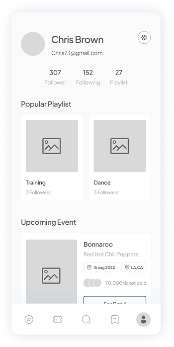 Wireframe of Muzz app user profile screen