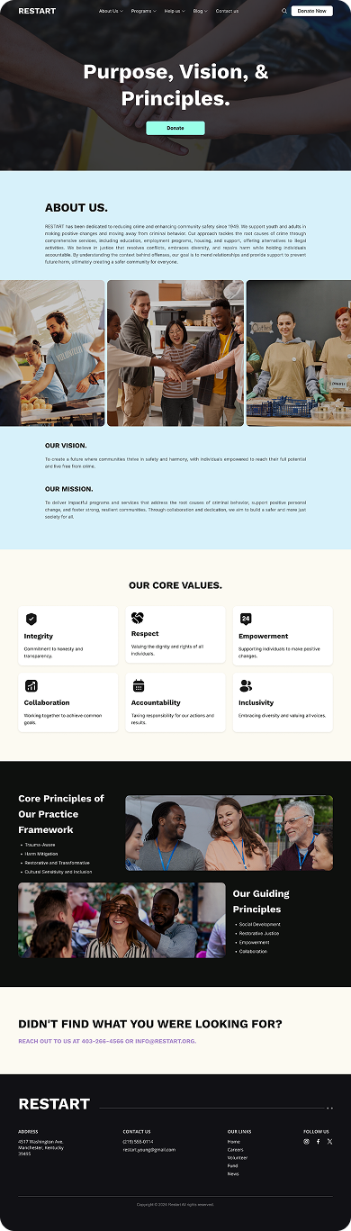 UI design of RESTART purpose page