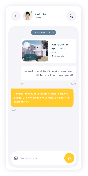 UI design of Turveyor chat screen