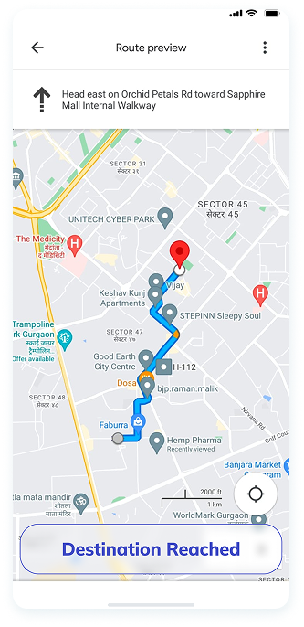UI design of the VetPet app-s route preview screen