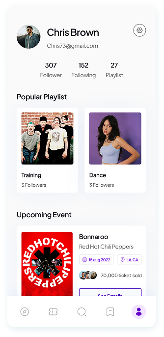 UI design of Muzz app user profile screen