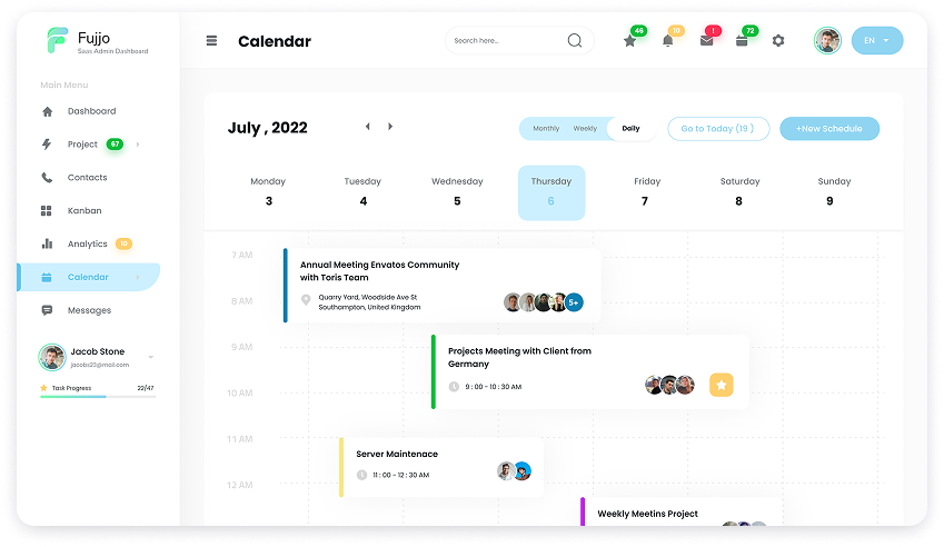 Fujjo Calendar UI design