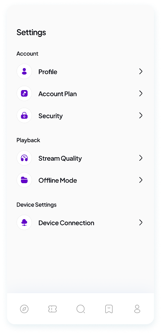 UI design of Muzz app settings screen