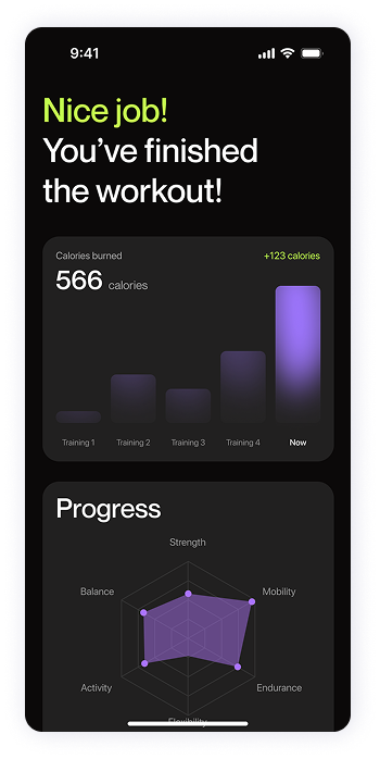 UI design of Fitty workout summary screen