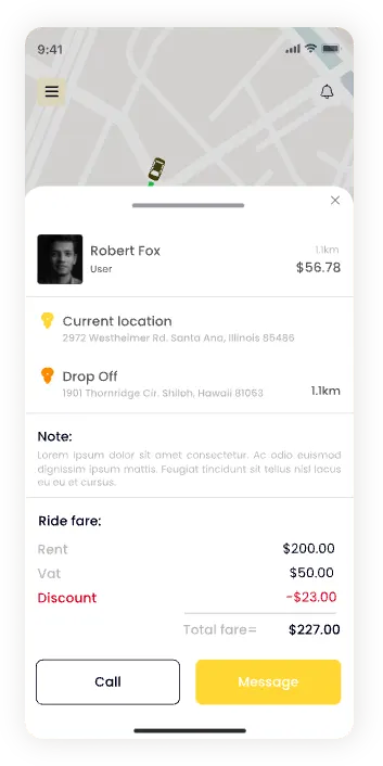 UI design of the Ride Vantage ride summary screen