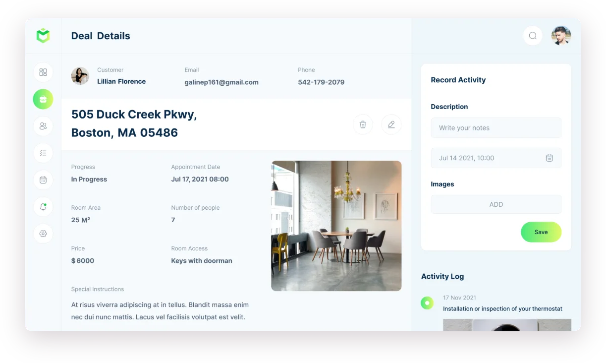 real estate crm ux ui design