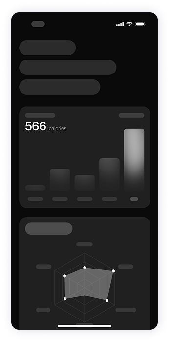 Wireframe of Fitty performance analytics screen