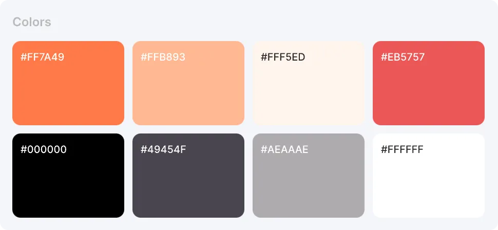 MyPet app color palette