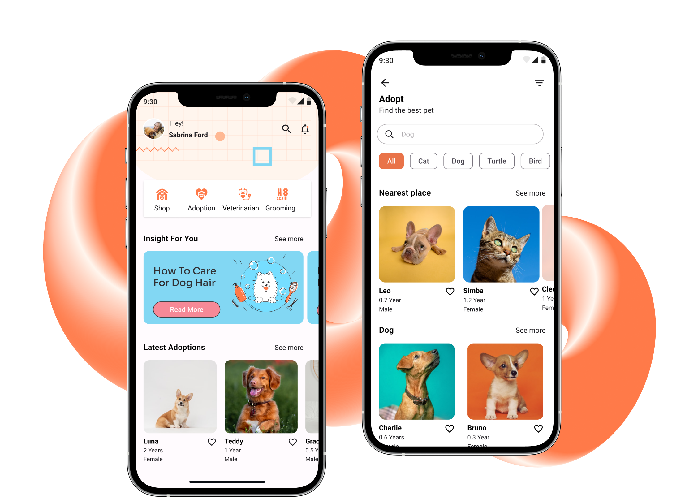 Pet care app design