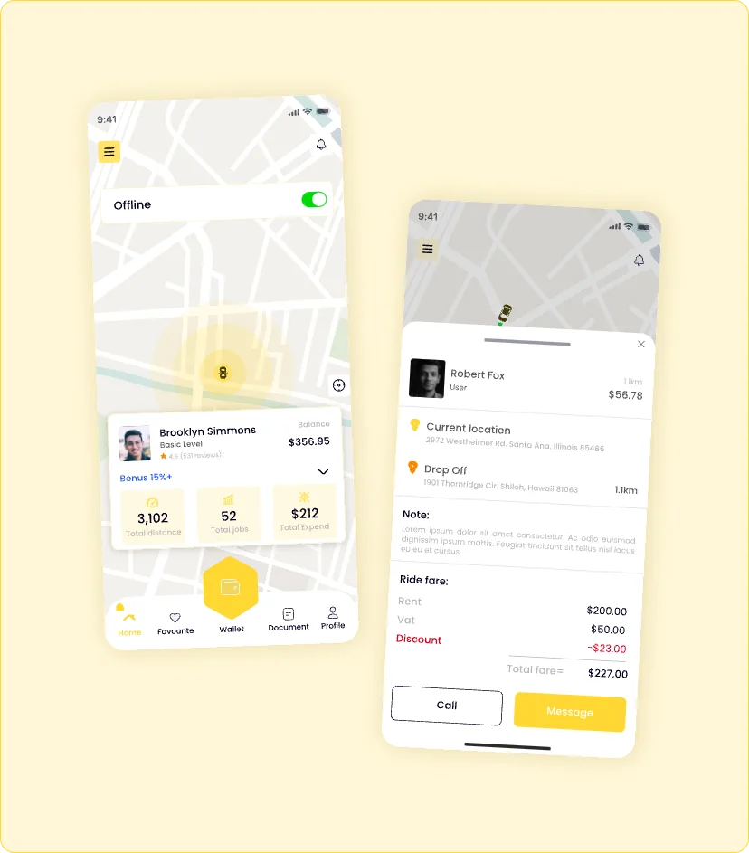 Ride Vantage driver dashboard feature