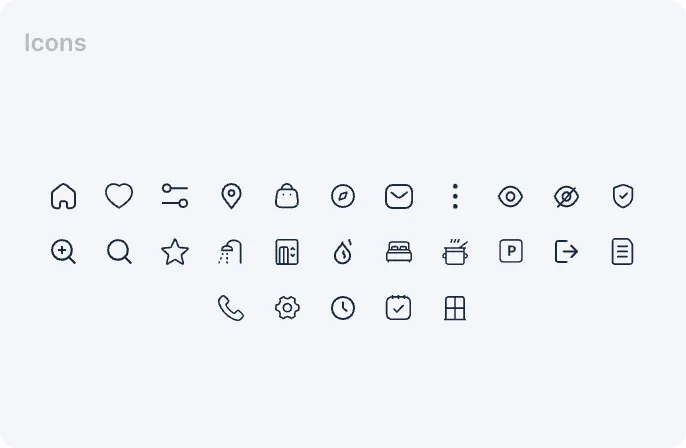 E-booking app icons set