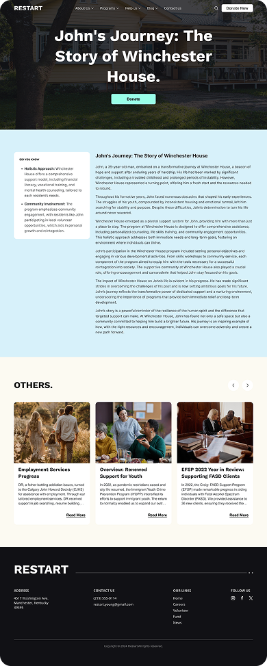 UI design of RESTART article page