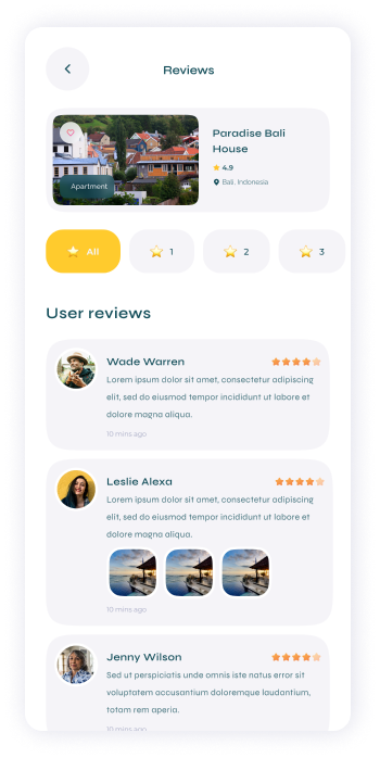 UI design of Turveyor property reviews page