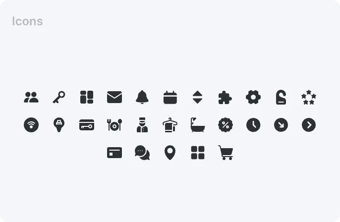 E-Hotel CRM icons set