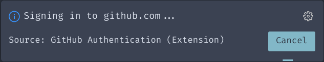 Authentication waiting dialog in VS Code