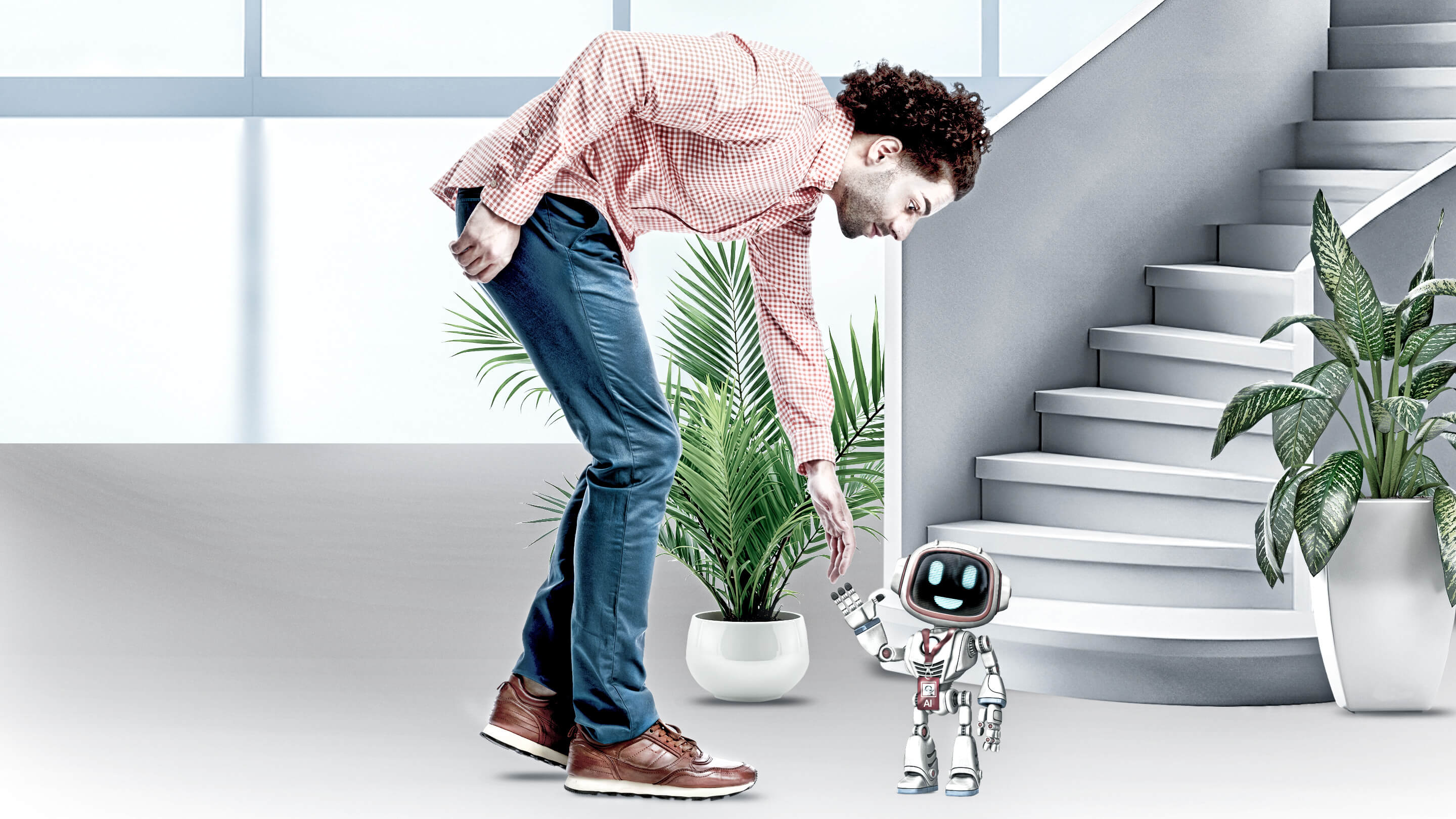Human and artificial intelligence interaction. AI is less a workplace tool and more a workplace teammate.