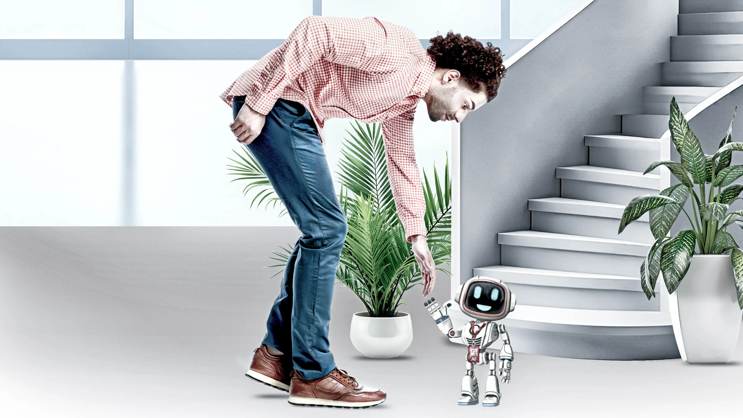 Human and artificial intelligence interaction. AI is less a workplace tool and more a workplace teammate.