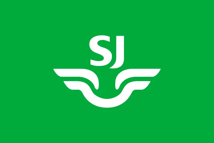 SJs logotyp mot grön bakgrund.