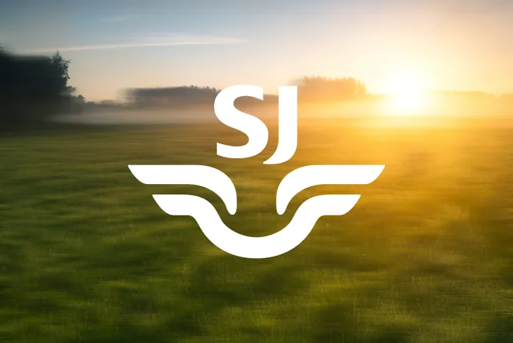 SJs logotyp mot en bildbakgrund.