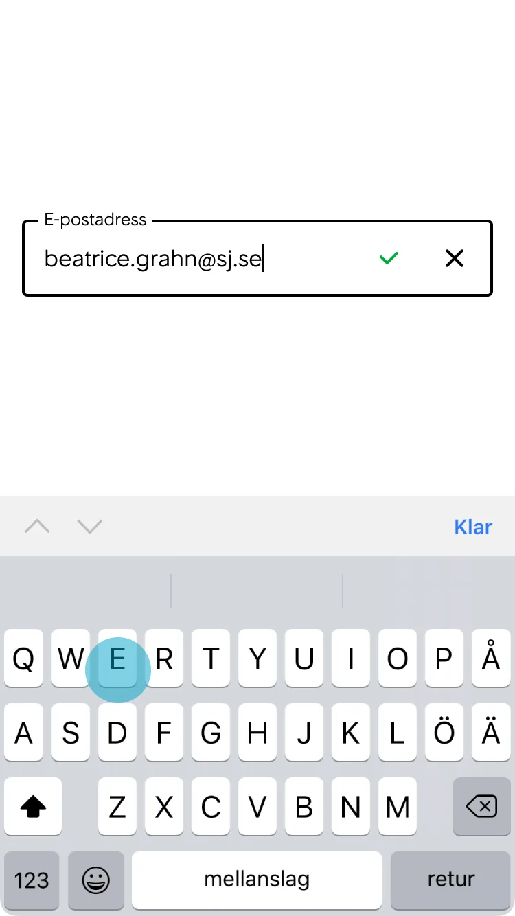 4. Så snart värdet är korrekt ifyllt visas en grön checkmark.