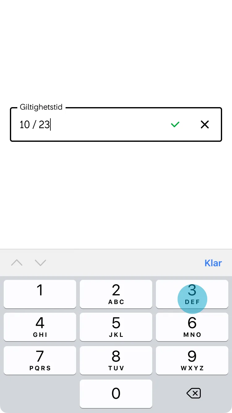 4. Så snart värdet är korrekt ifyllt visas en grön checkmark.