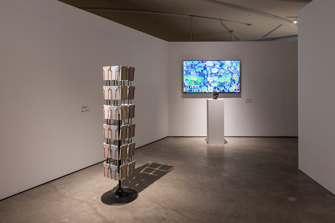 foreground: Kwan Queenie Li, Bull, Ghost, Snake, God [牛鬼蛇神] (2021); background: Juan Manuel Piña & Andrés A. Cedillo, The Mexican AI Artisan (2020-21). Constructing Contexts—Art Machines 2. School of Creative Media, City University of Hong Kong, Hong Kong