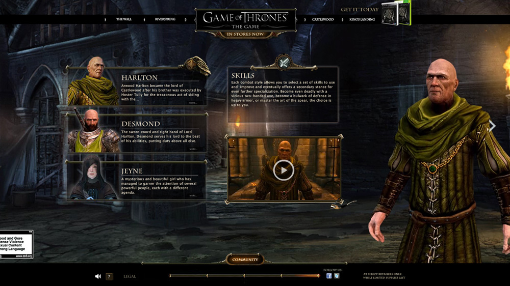 Game of Thrones Video Game Website