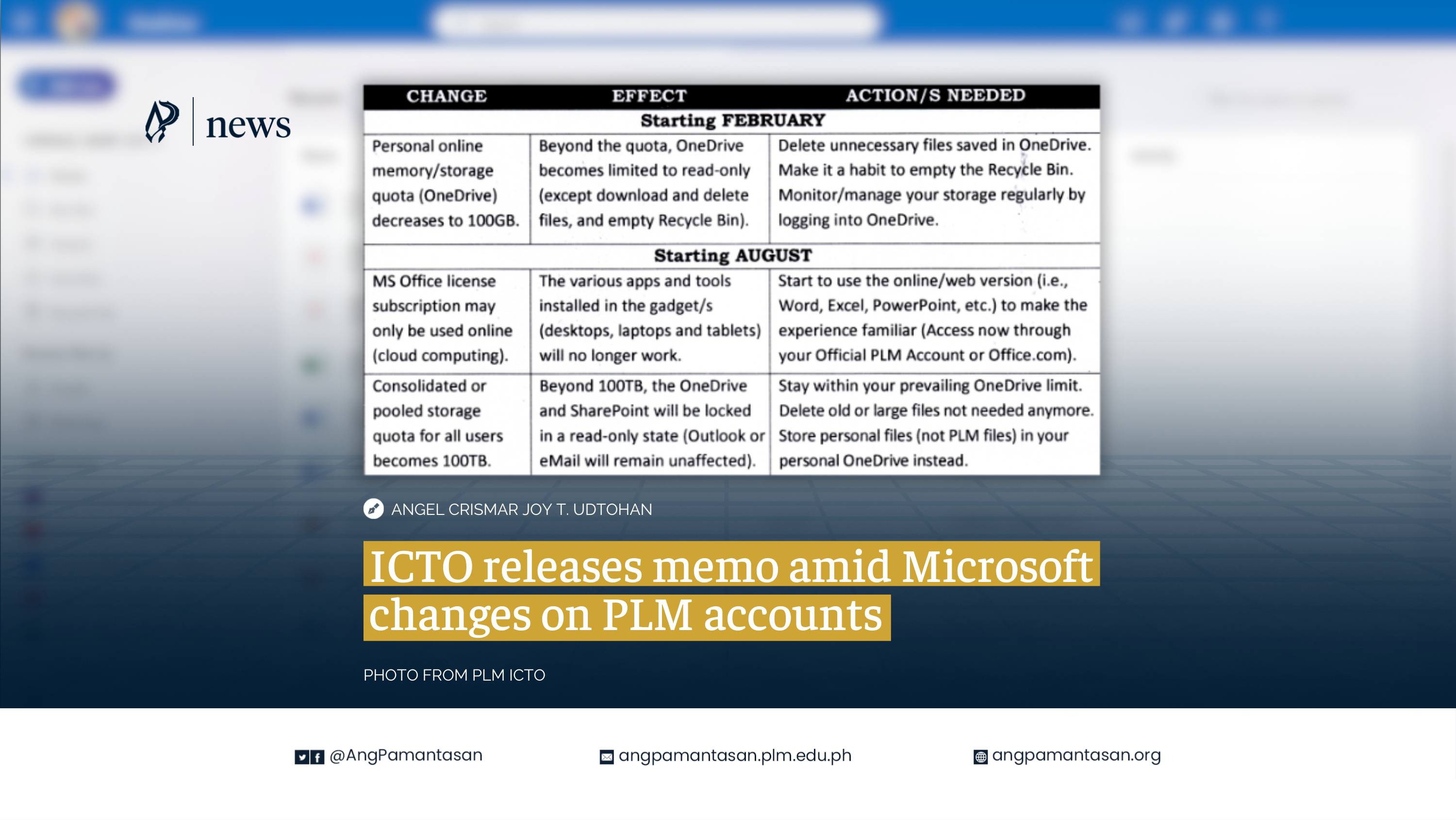 ICTO releases memo amid Microsoft changes on PLM accounts