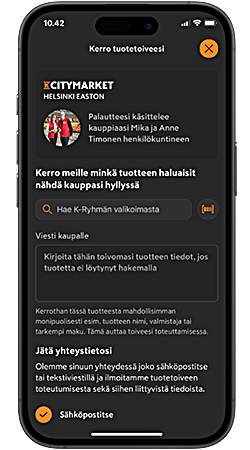 Tuotetoive kauppanäkymä K-Ruoka-sovellus screenshot