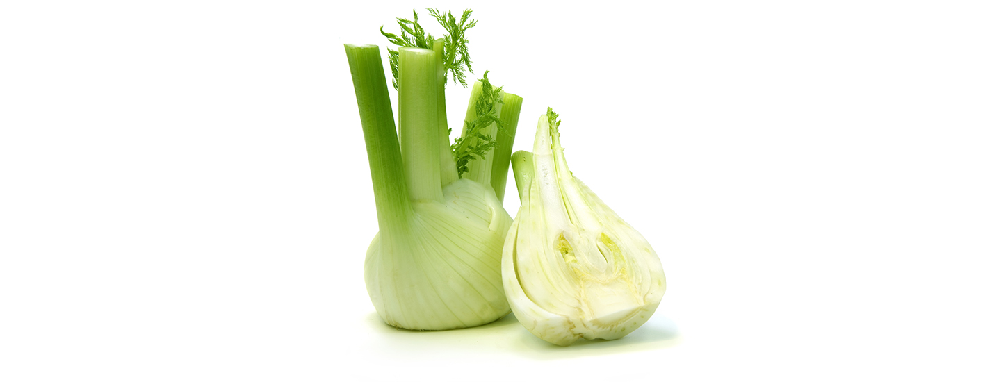 Tuoreita fenkoleita kokonaisena ja puolikkaana.