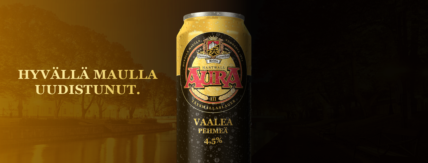 Vaaleampi ja tavallista maukkaampi täysmallaslager  – Pian 140-vuotias Aura uudistui