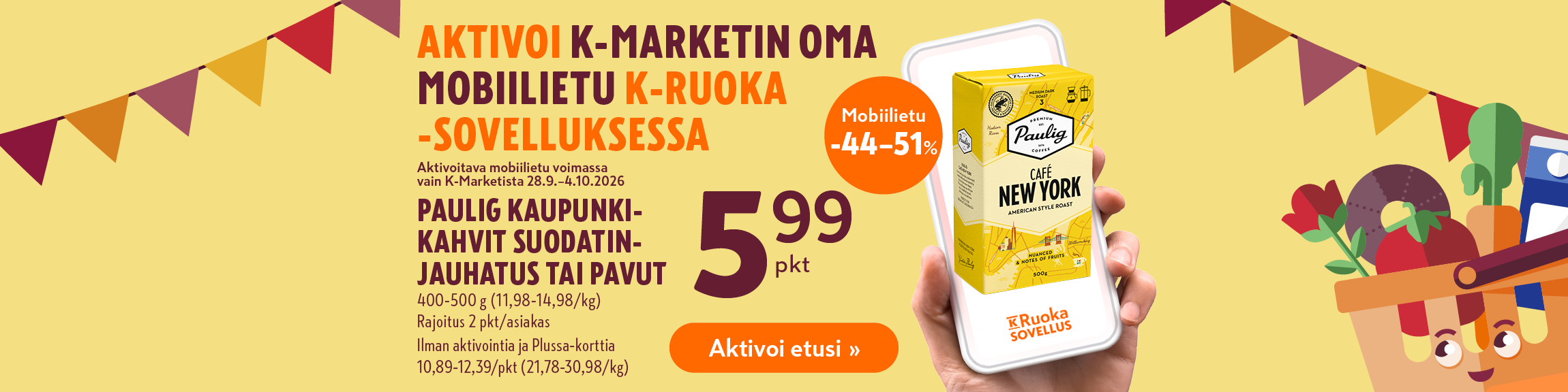 Lataa K-Marketin oma mobiilietu K-Ruoka -sovelluksessa
