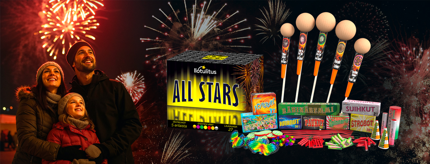 Ilotulitteita ja uudenvuoden tunnelmaa