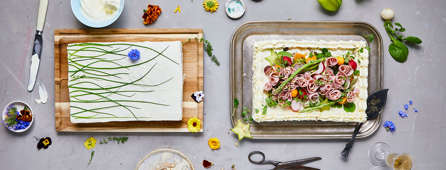 Voileipäkakun koristelu