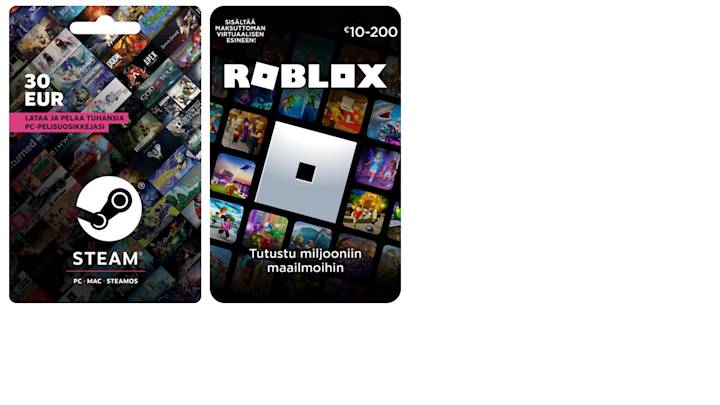 Steam ja Roblox lahjakortit