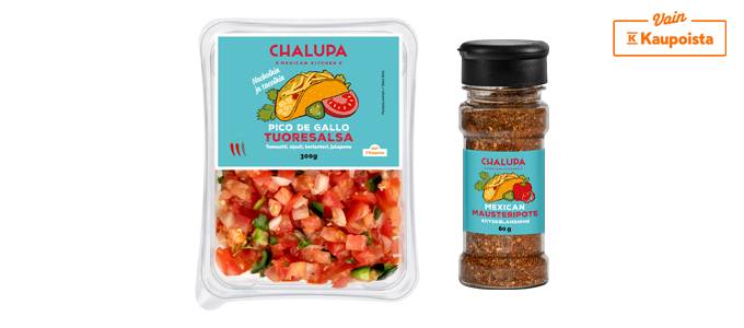 Chalupa pico de gallo tuoresalsa ja Mexican mausteripote