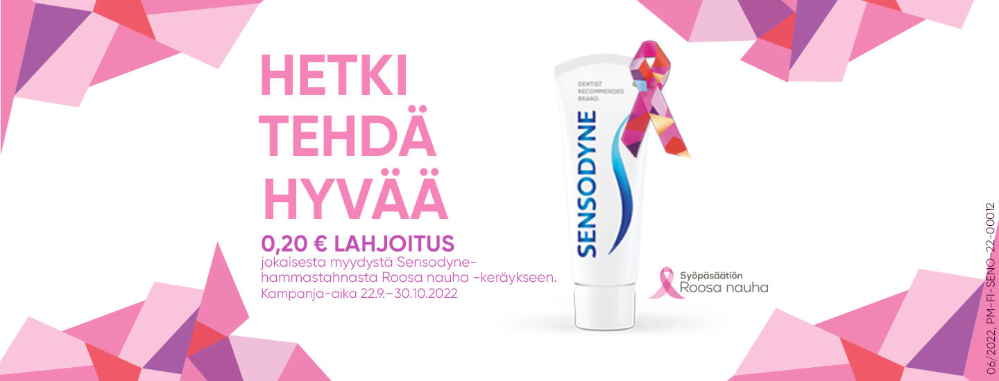 Ostamalla Sensodyne-tuotteita tuet syöpätutkimusta!