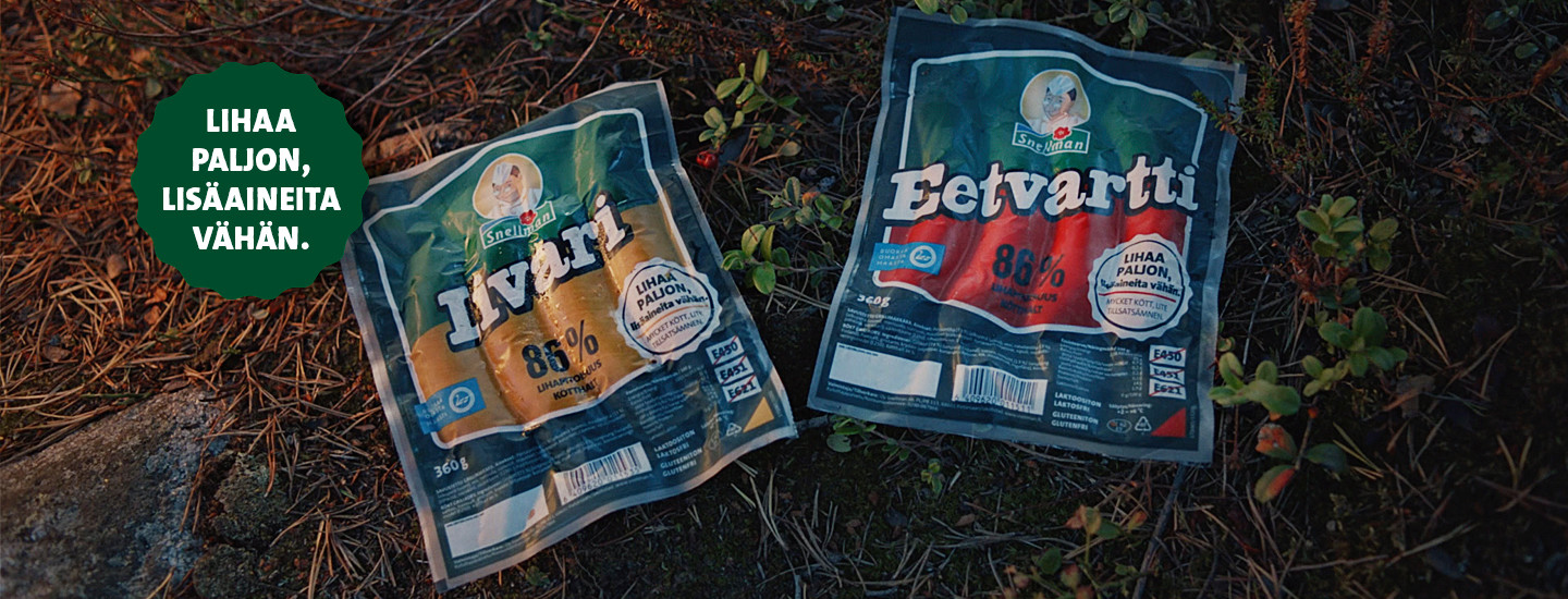 Snellmanin Eetvartti ja Iivari -grillimakkarat on helppo tunnistaa