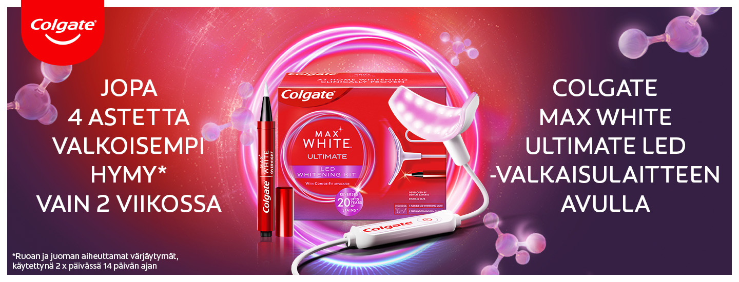 Jopa 4 astetta* valkoisempi hymy! 