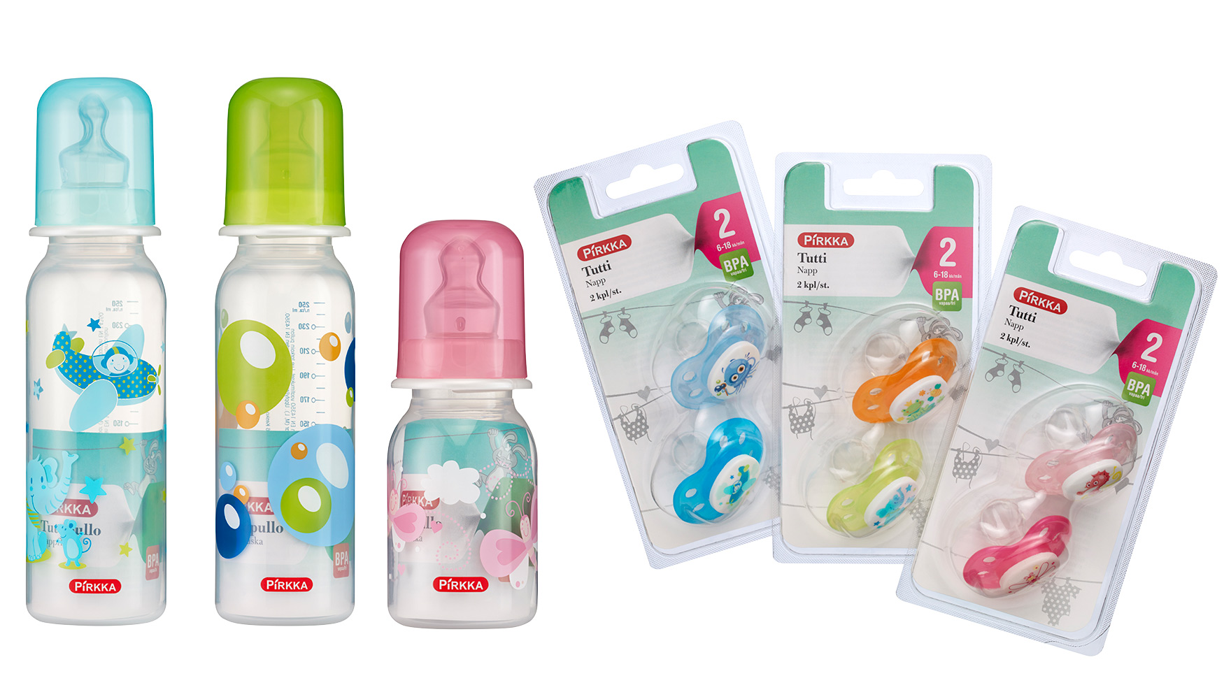 Pirkka-sarjan tutit ja tuttipullot