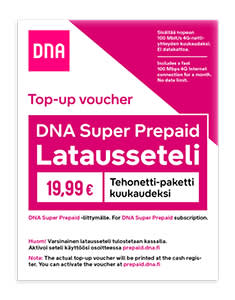 DNA Prepaid Tehonetti Lataussetelit