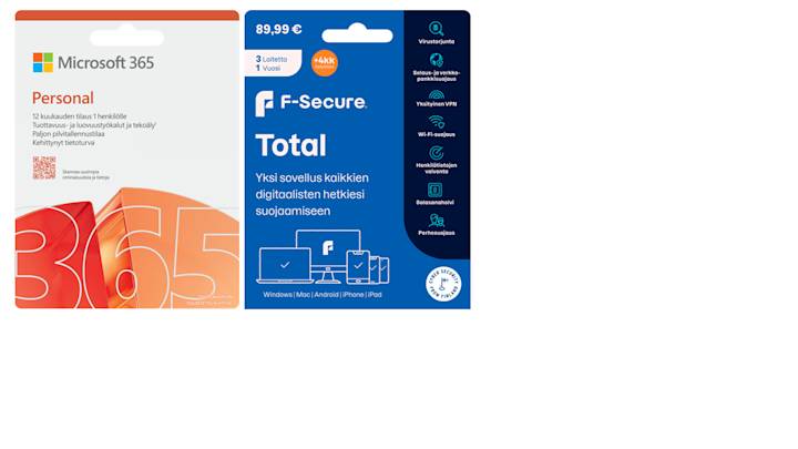 Microsoft365 ja F-Secure-Total 1 vuosi_3 laitetta_4kk lahjakortit